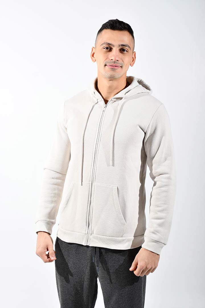 Picture of Zipper Hooded Sweatshirt-Beige