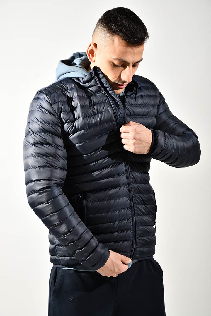 Picture of High Neck Puffer Jacket-Navy