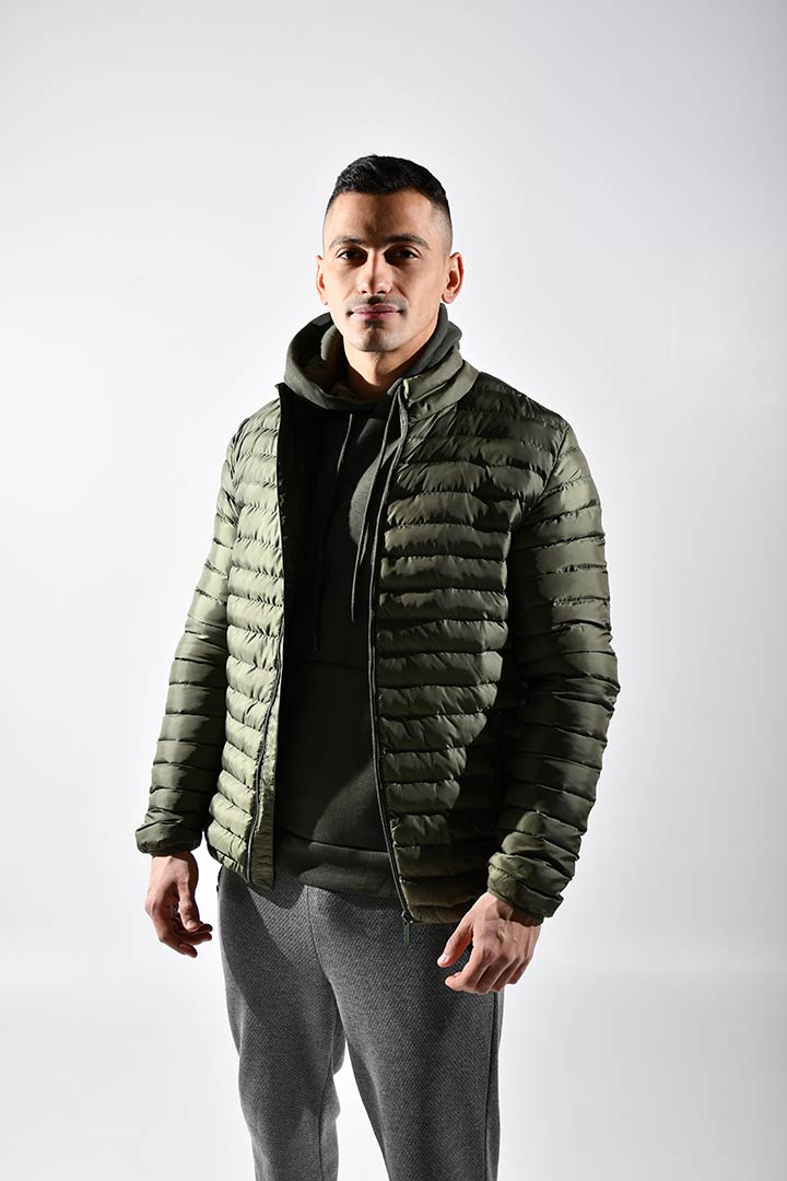 Picture of High Neck Puffer Jacket-Khaki