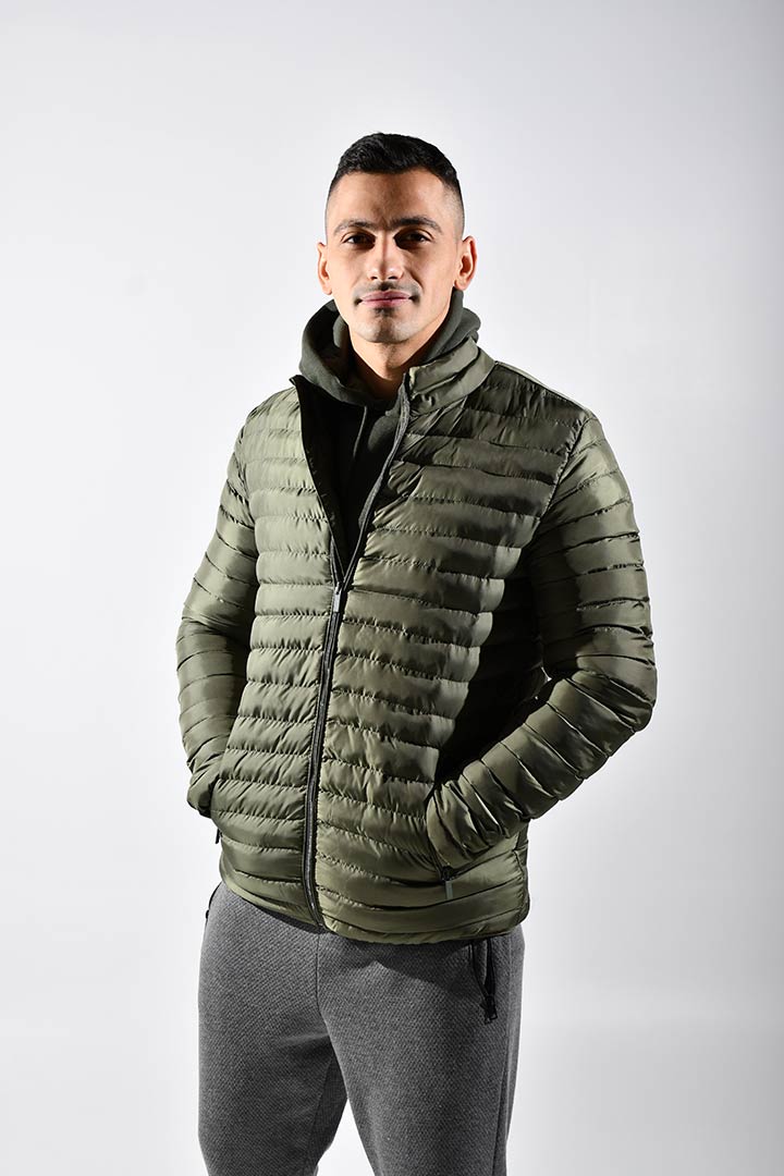 Picture of High Neck Puffer Jacket-Khaki