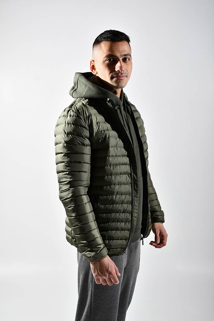 Picture of High Neck Puffer Jacket-Khaki