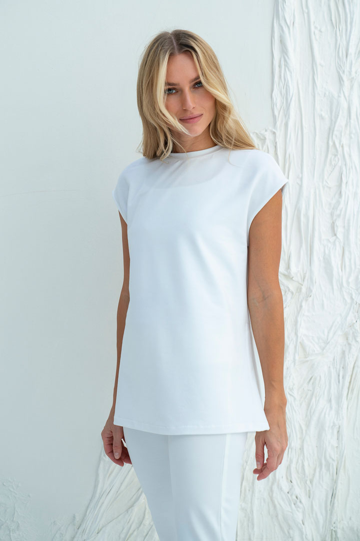 Picture of Slits Short-Sleeve Cotton T-shirt-White