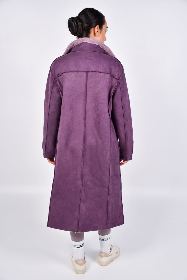 Picture of Reversible Fur Coat-Purple