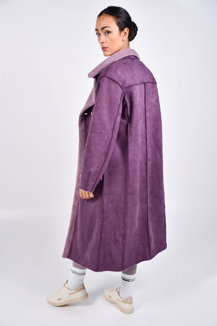 Picture of Reversible Fur Coat-Purple