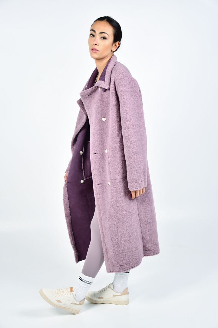 Picture of Reversible Fur Coat-Purple