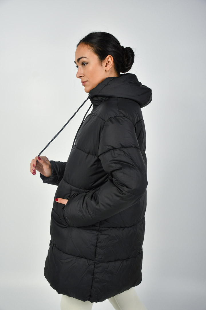 Picture of Hooded Quilted Puffer Coat-Black