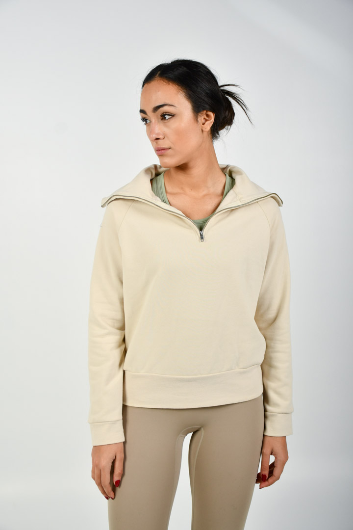 Picture of Zipper Collared Sweatshirt-Creme