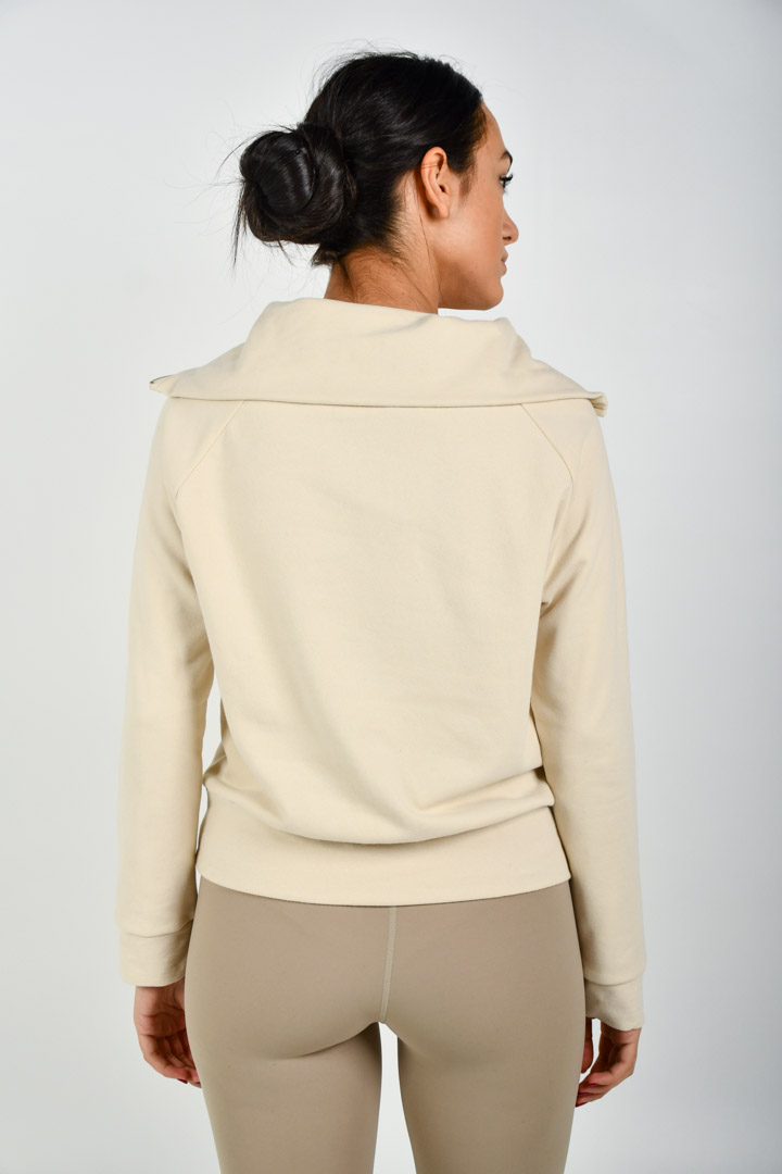 Picture of Zipper Collared Sweatshirt-Creme