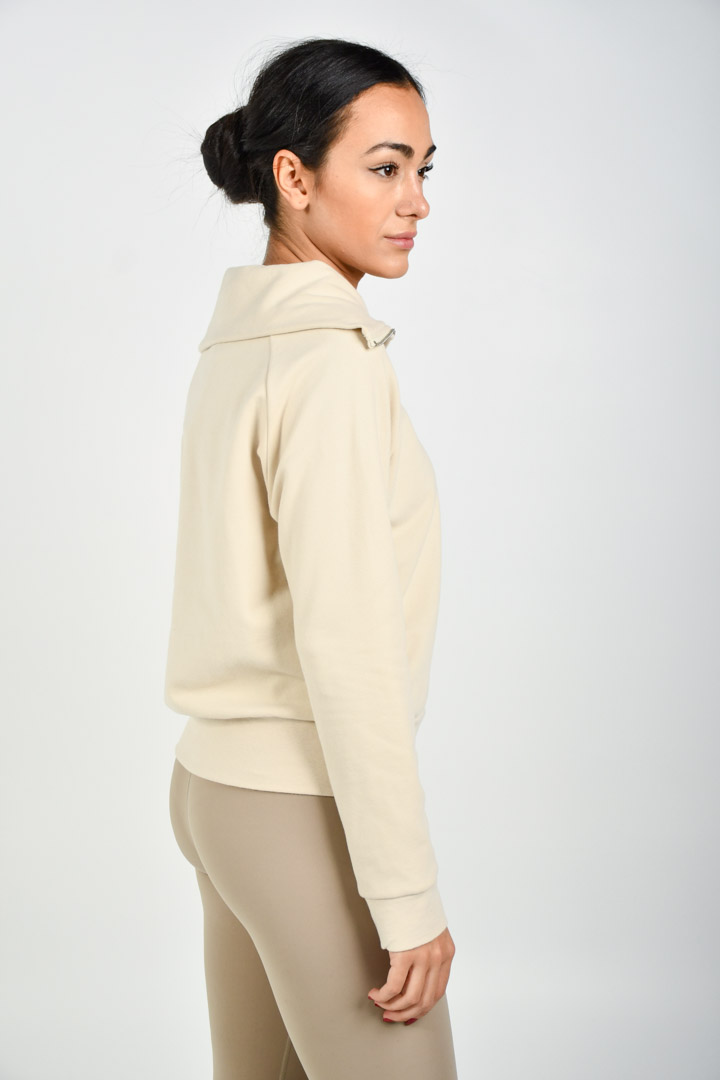 Picture of Zipper Collared Sweatshirt-Creme