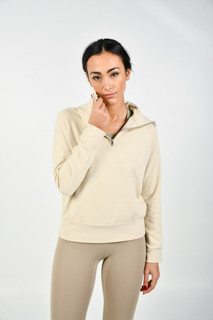 Picture of Zipper Collared Sweatshirt-Creme