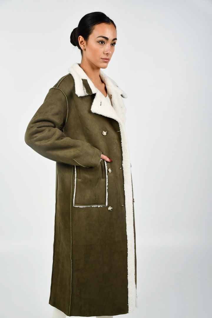Picture of Reversible Fur Coat-White/Green