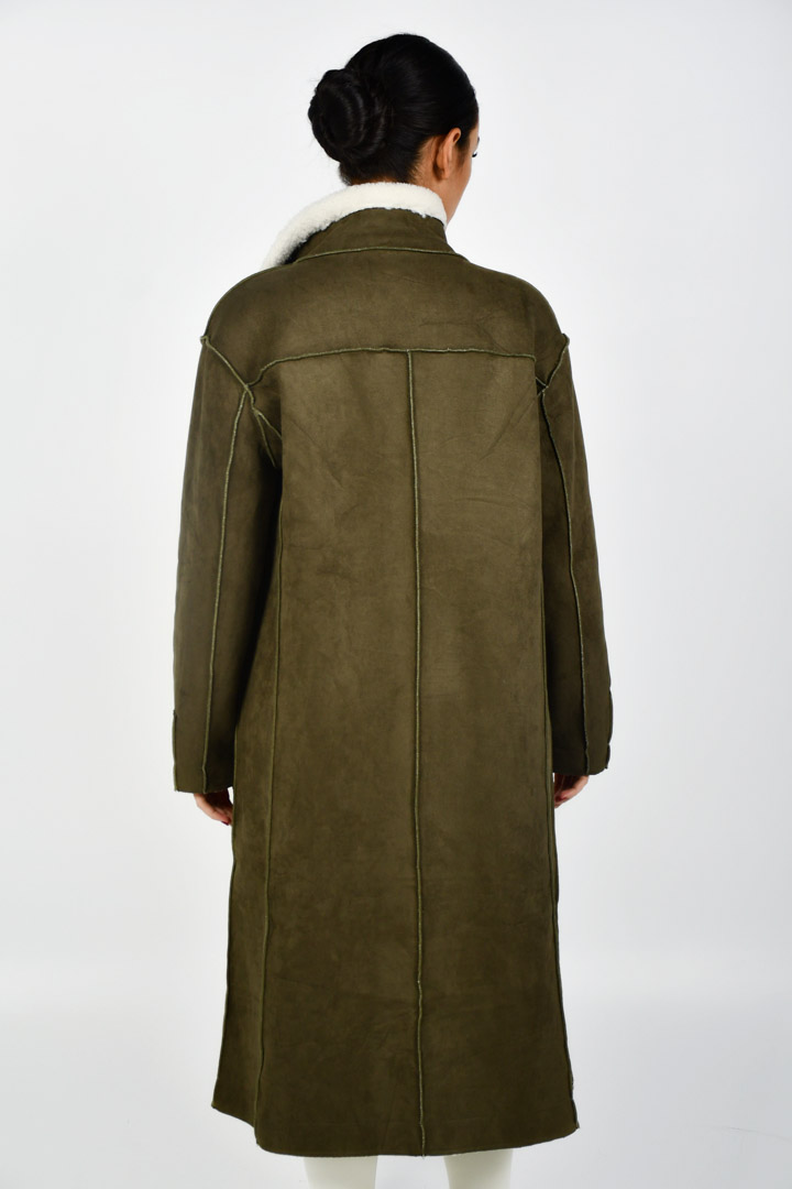 Picture of Reversible Fur Coat-White/Green
