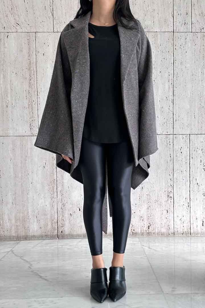 Picture of Cloak Sleeve Over Coat-Grey