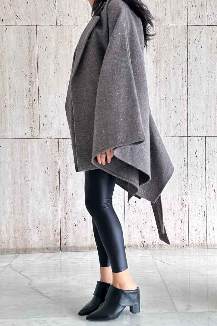 Picture of Cloak Sleeve Over Coat-Grey