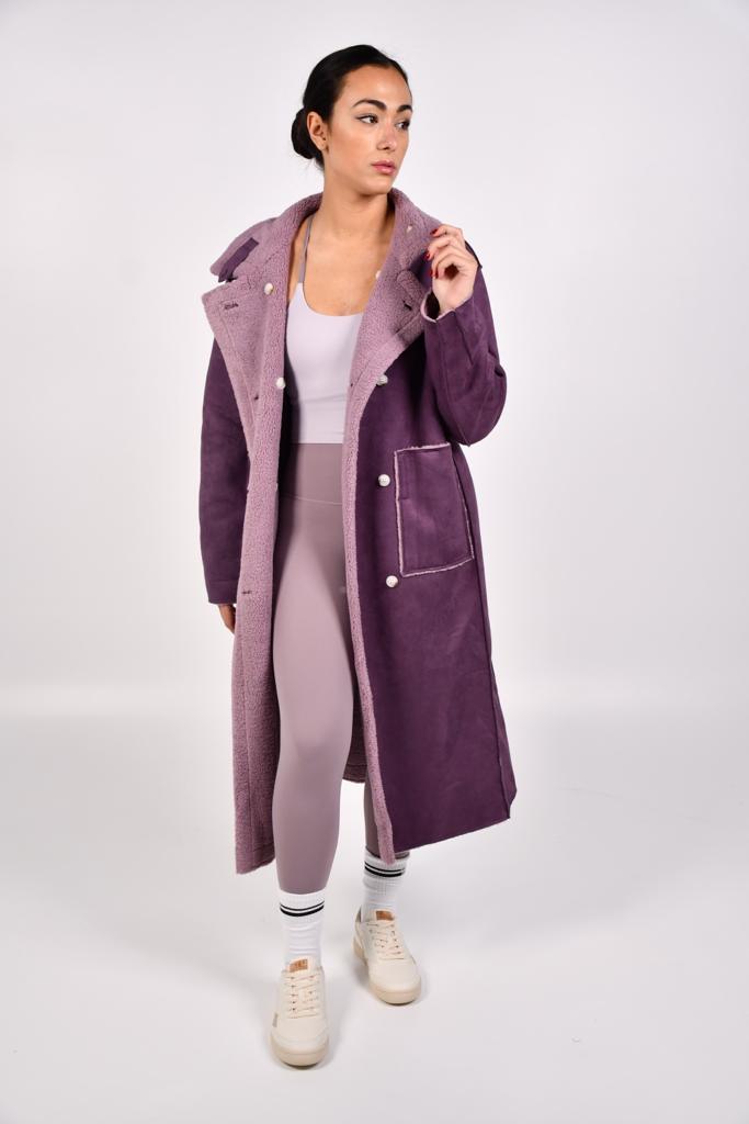 Picture of Reversible Fur Coat-Purple
