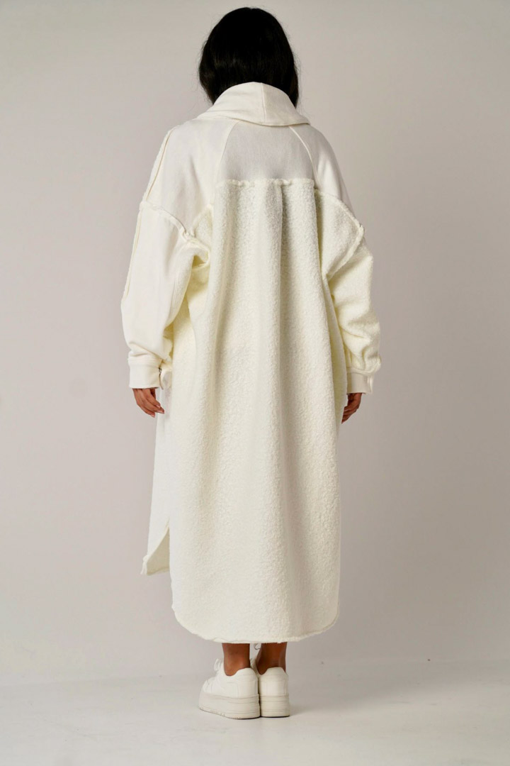 Picture of Long Cream Shearling Cardigan-Creme