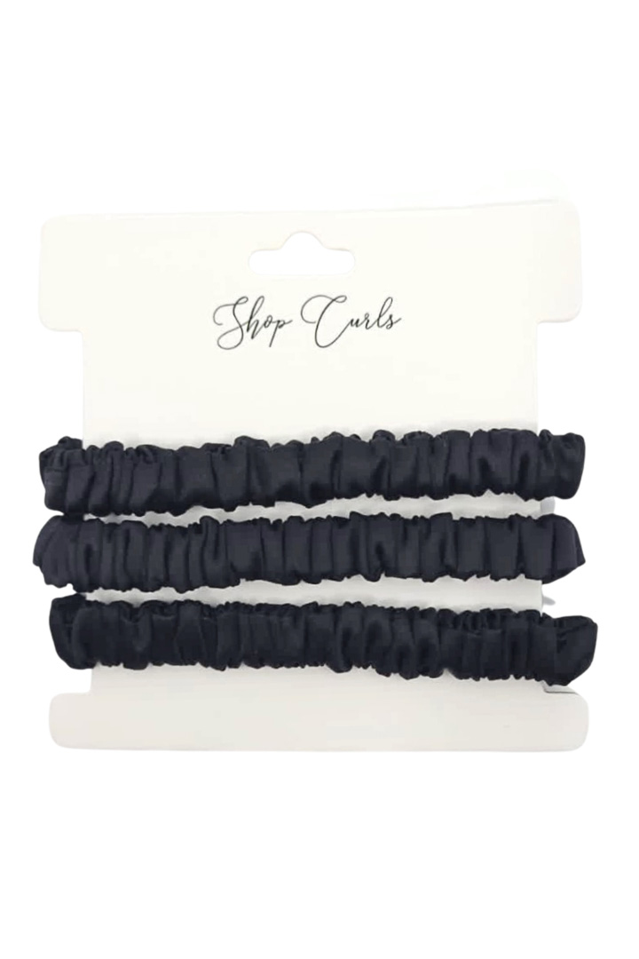Picture of Shop Curls Skinny Silk Scrunchies(3Pack) - All Black 