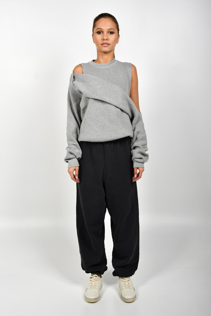 Picture of Cold Shoulder Knitted Sweater-Grey