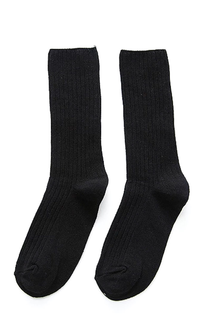 Picture of Textured Knitted Socks-Black