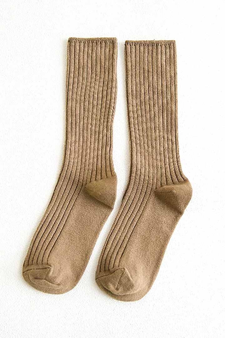 Picture of Textured Knitted Socks-Brown