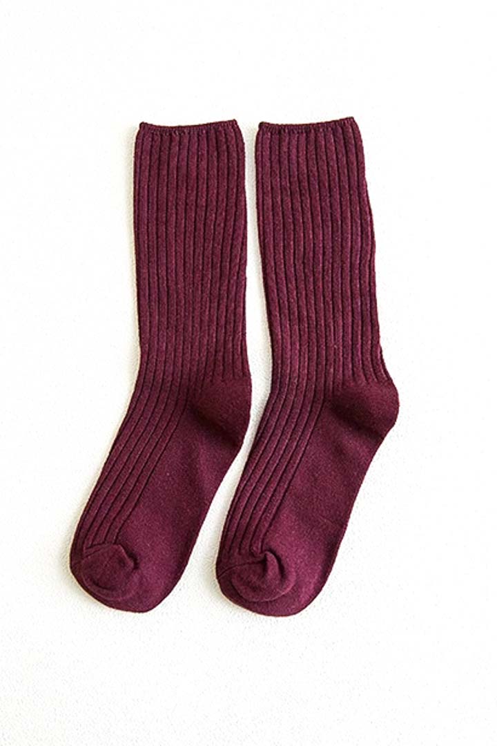 Picture of Textured Knitted Socks-Maroon