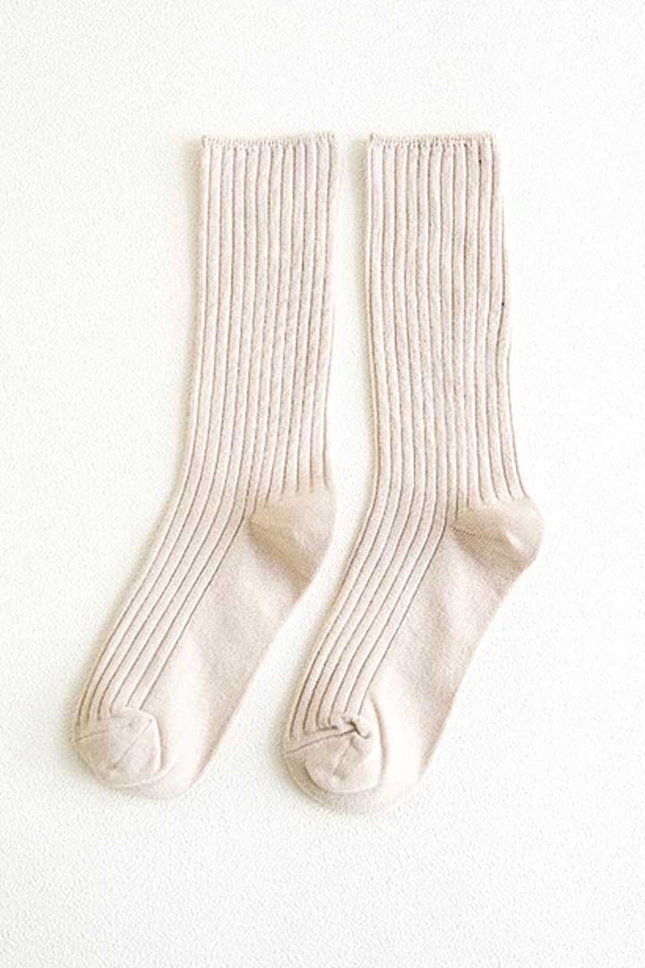 Picture of Textured Knitted Socks-Beige