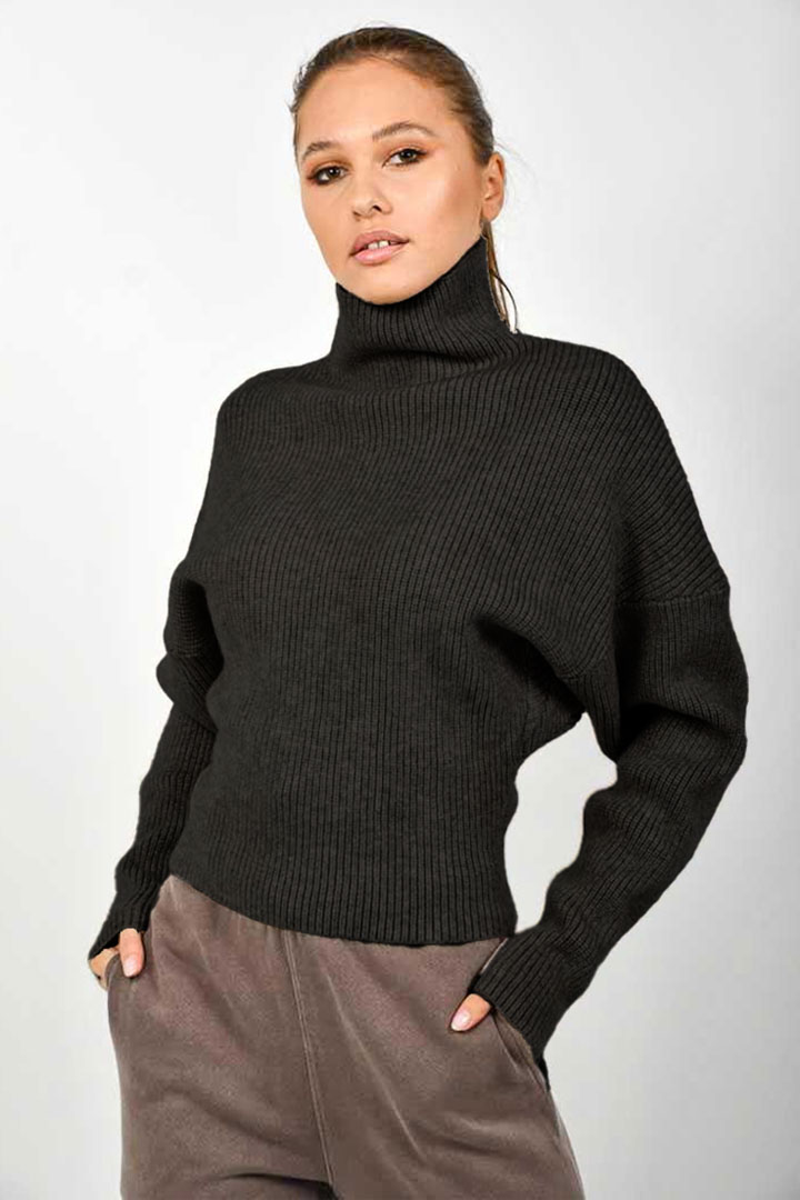 Picture of Turtleneck Knitted Sweater-Black
