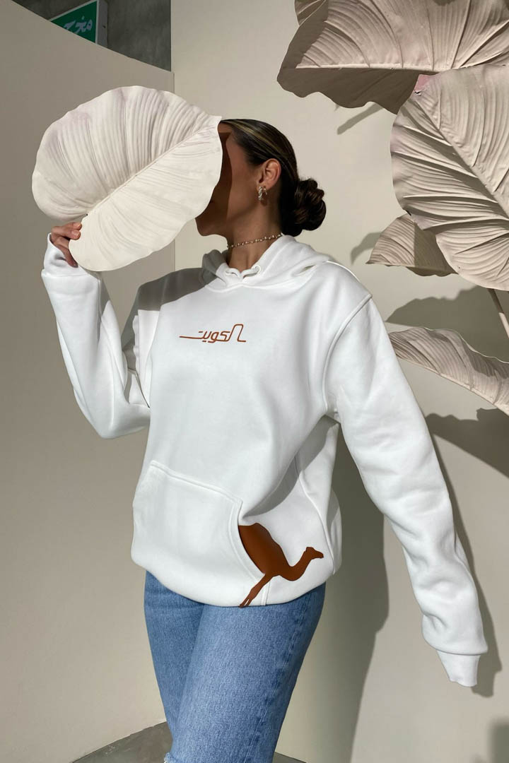 Picture of Camel Leather Hoodie-White