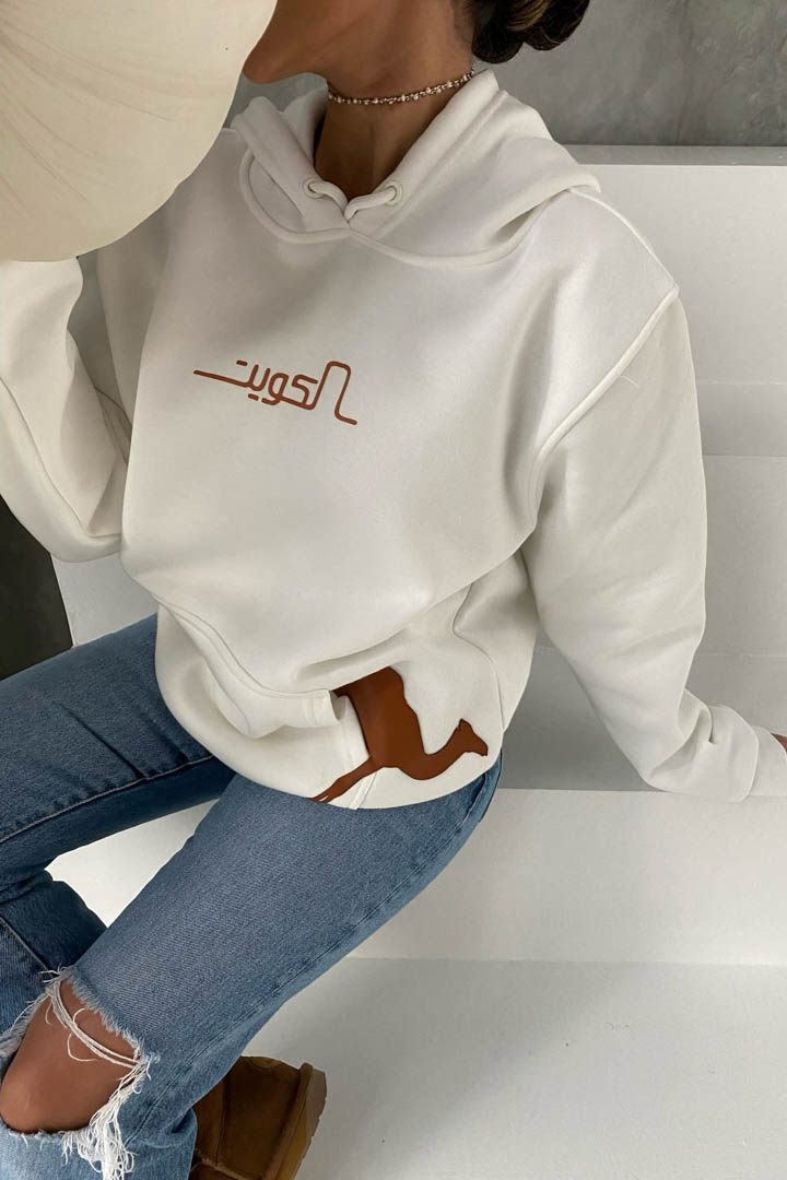 Picture of Camel Leather Hoodie-White