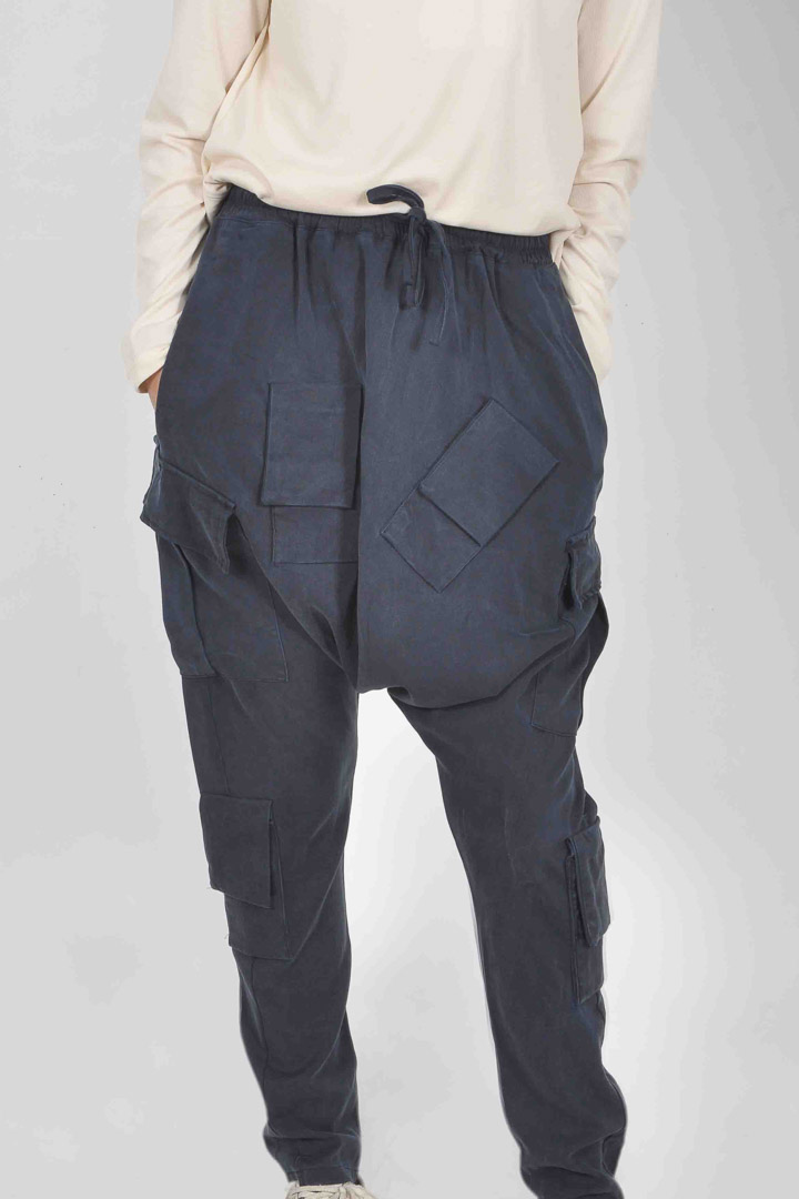 Picture of Navy Relaxed Harem Trouser-Navy