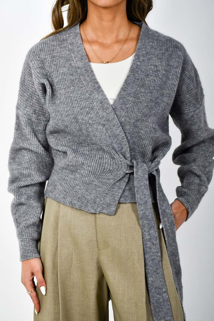 Picture of Wrap Over Cardigan-Grey