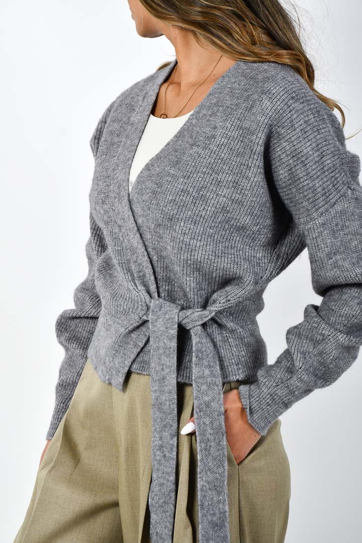 Picture of Wrap Over Cardigan-Grey