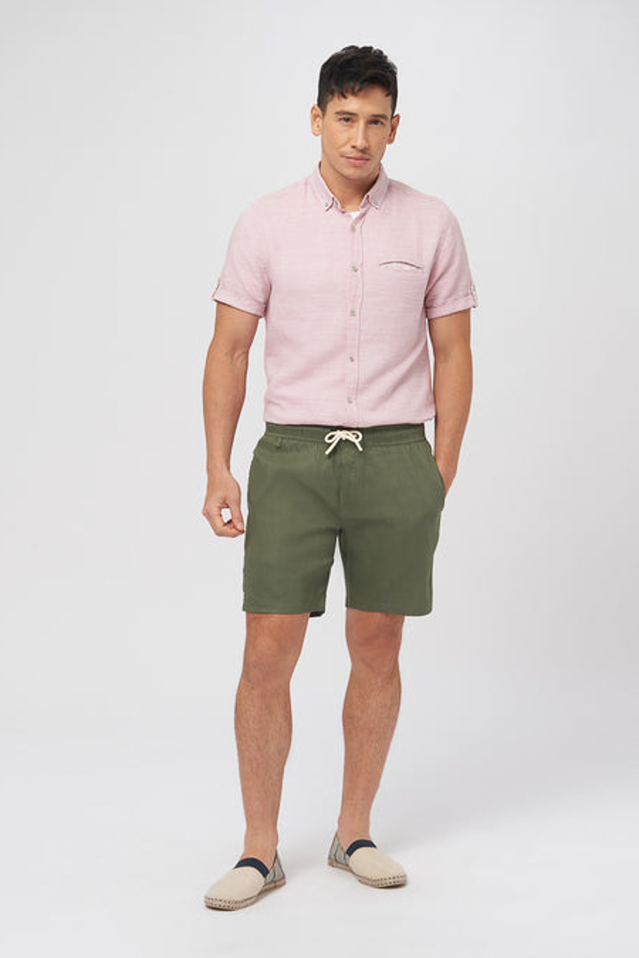 Picture of Linen Easy Shorts-Olive Green 