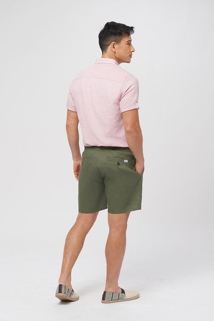 Picture of Linen Easy Shorts-Olive Green 