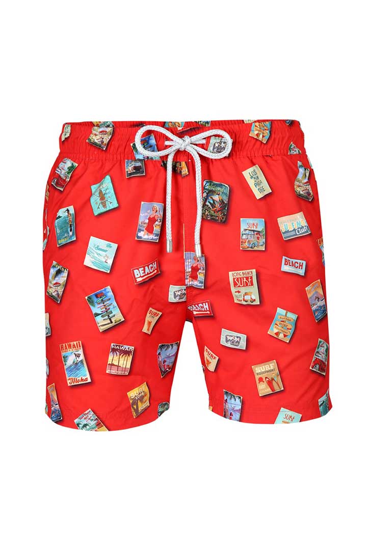 Picture of Printed Swimshorts-Travel Red 