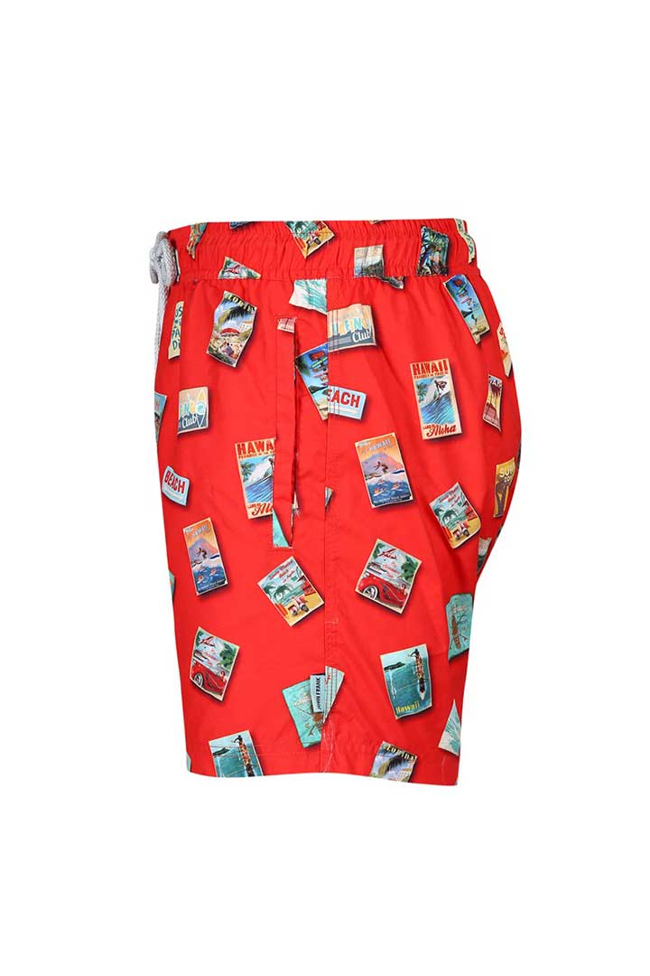 Picture of Printed Swimshorts-Travel Red 