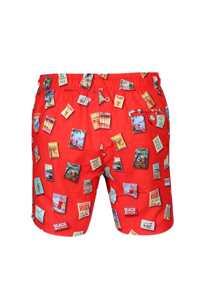 Picture of Printed Swimshorts-Travel Red 