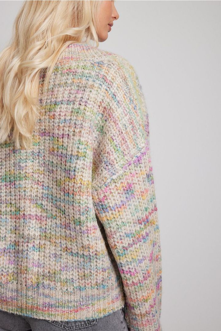 Picture of Chunky Knitted V-Neck Sweater-Multi