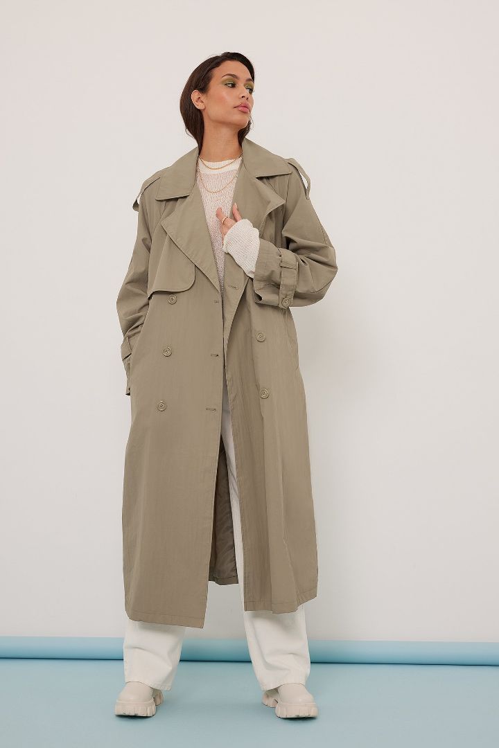 Picture of Oversized Fluid Trench Coat -Beige