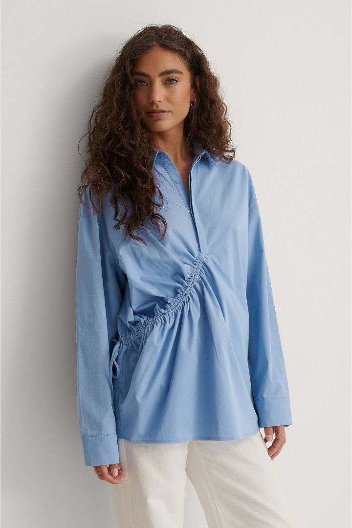 Picture of Drawstring Detail Shirt-Blue