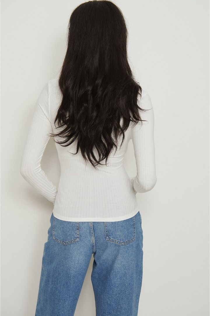 Picture of Front Ruched Ribbed Top-White