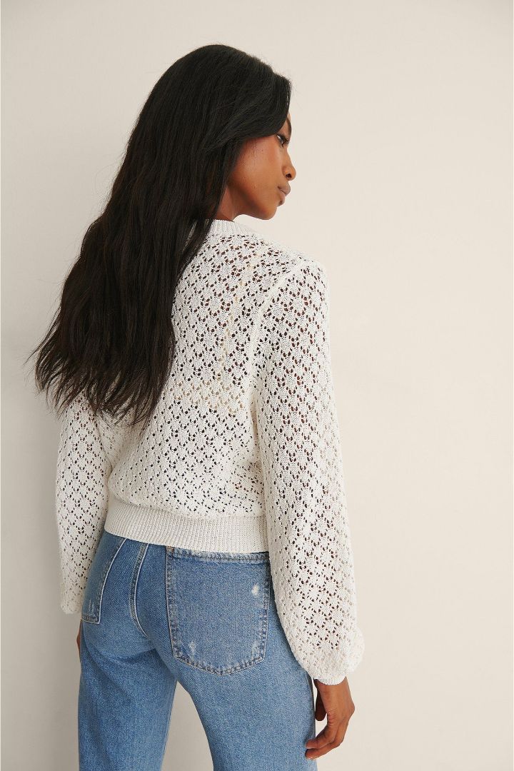 Picture of Structure Knitted Cardigan-White