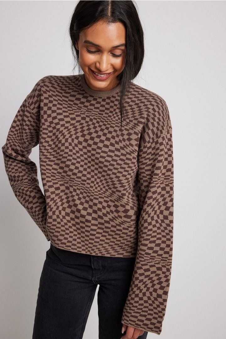 Picture of Jacquard Knit Sweater-Brown