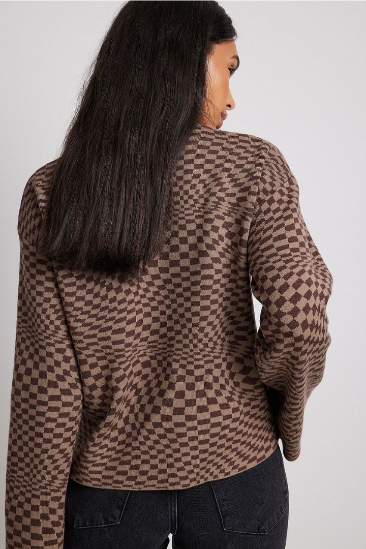 Picture of Jacquard Knit Sweater-Brown