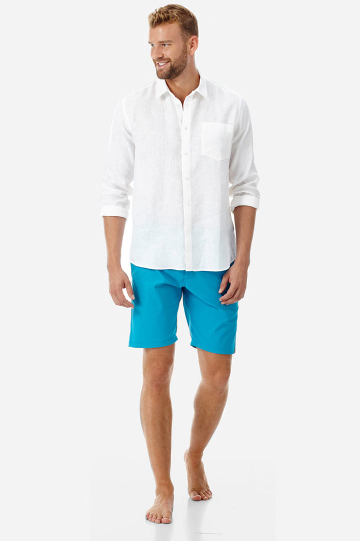 Picture of Men Linen Shirt Solid-White