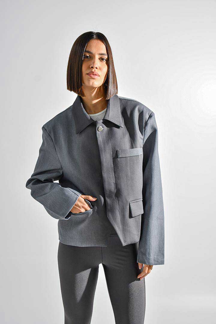 Picture of Gradient Cropped Blazer-Grey