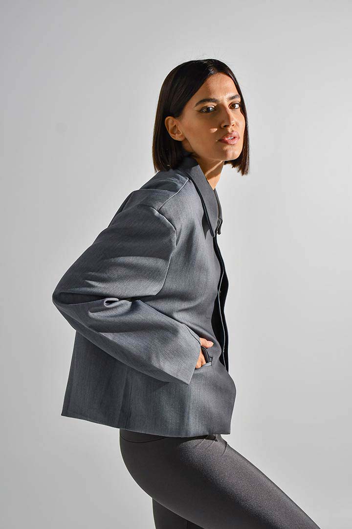 Picture of Gradient Cropped Blazer-Grey