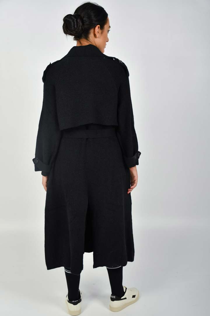 Picture of Knitted Trench Coat-Black