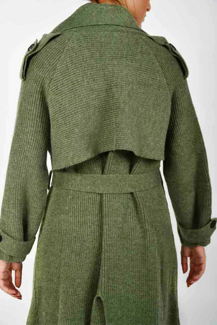 Picture of Knitted Trench Coat-Green