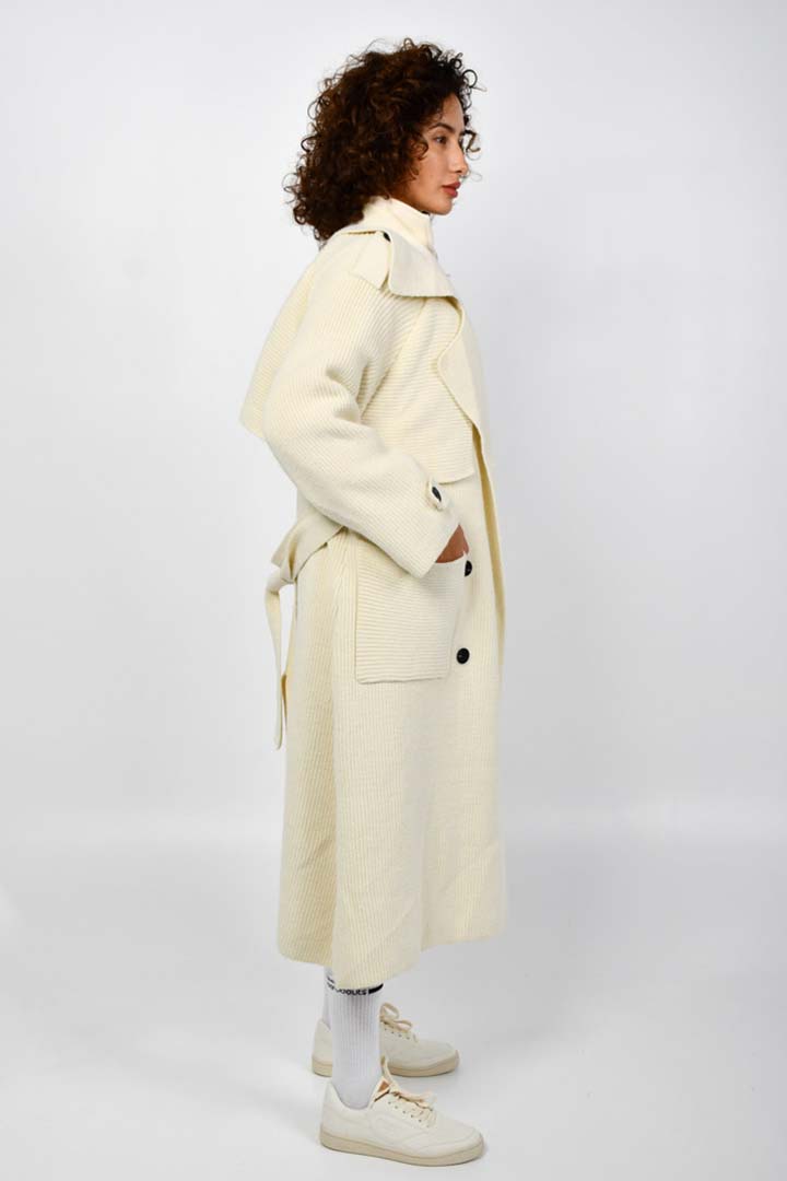 Picture of Knitted Trench Coat-Creme